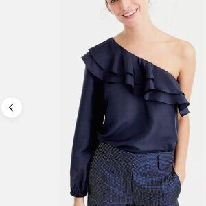 J Crew 100% Silk One-shoulder Shantung Top - Size 4, Very Good Condition